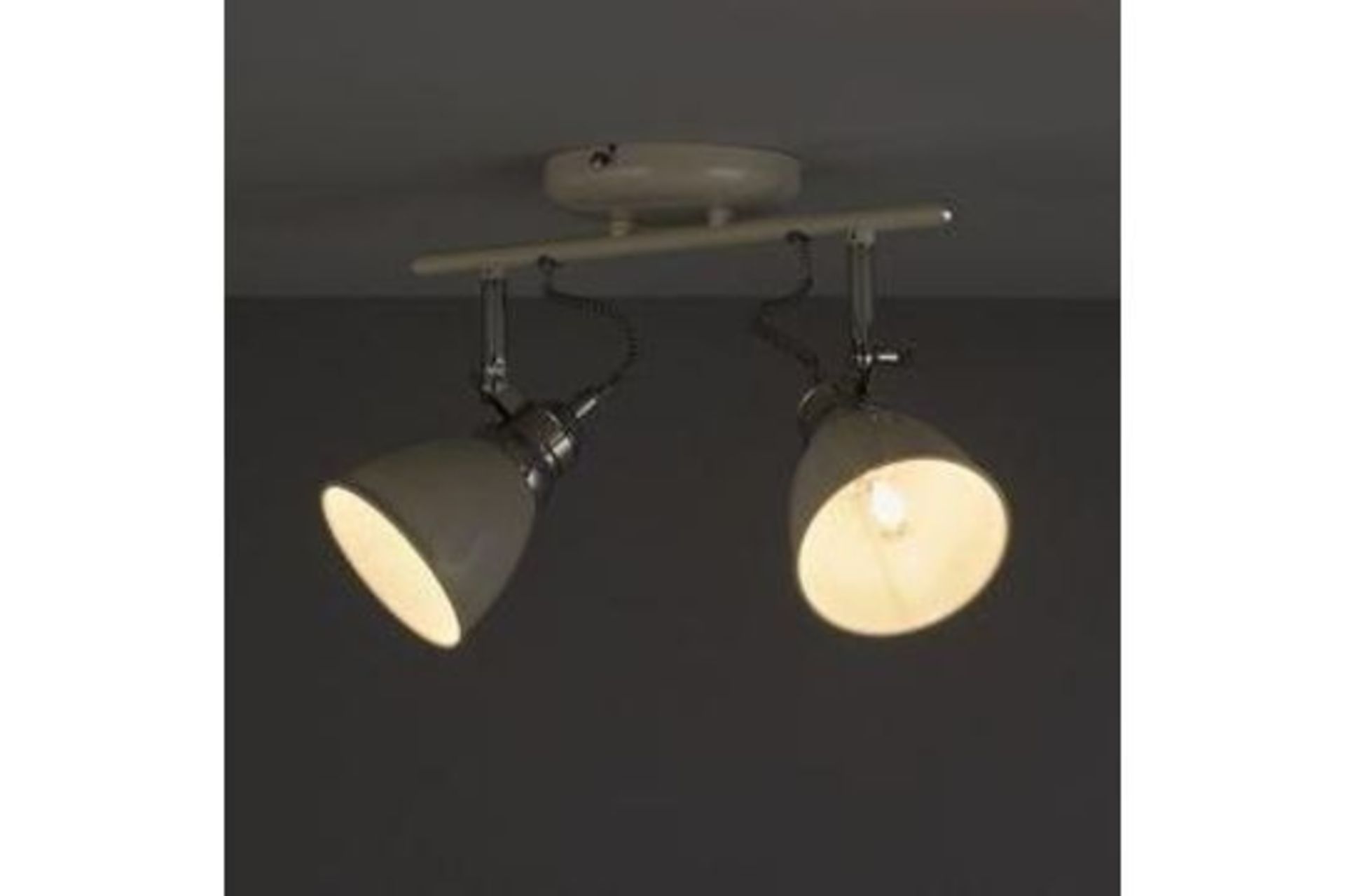 Colours Hippolyta Gloss Limestone Mains-Powered 2 Lamp Spotlight - ER40.2