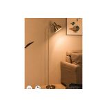 Floor Lamp for Living Room, Bowl Shade, On/Off Switch, ECP Plug, Reading Light, Simple Design, Satin