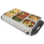 VonShef Food Warmer 4 Tray – 7.2L Buffet Server And Plate Warmer 300W With Lids (ER51)