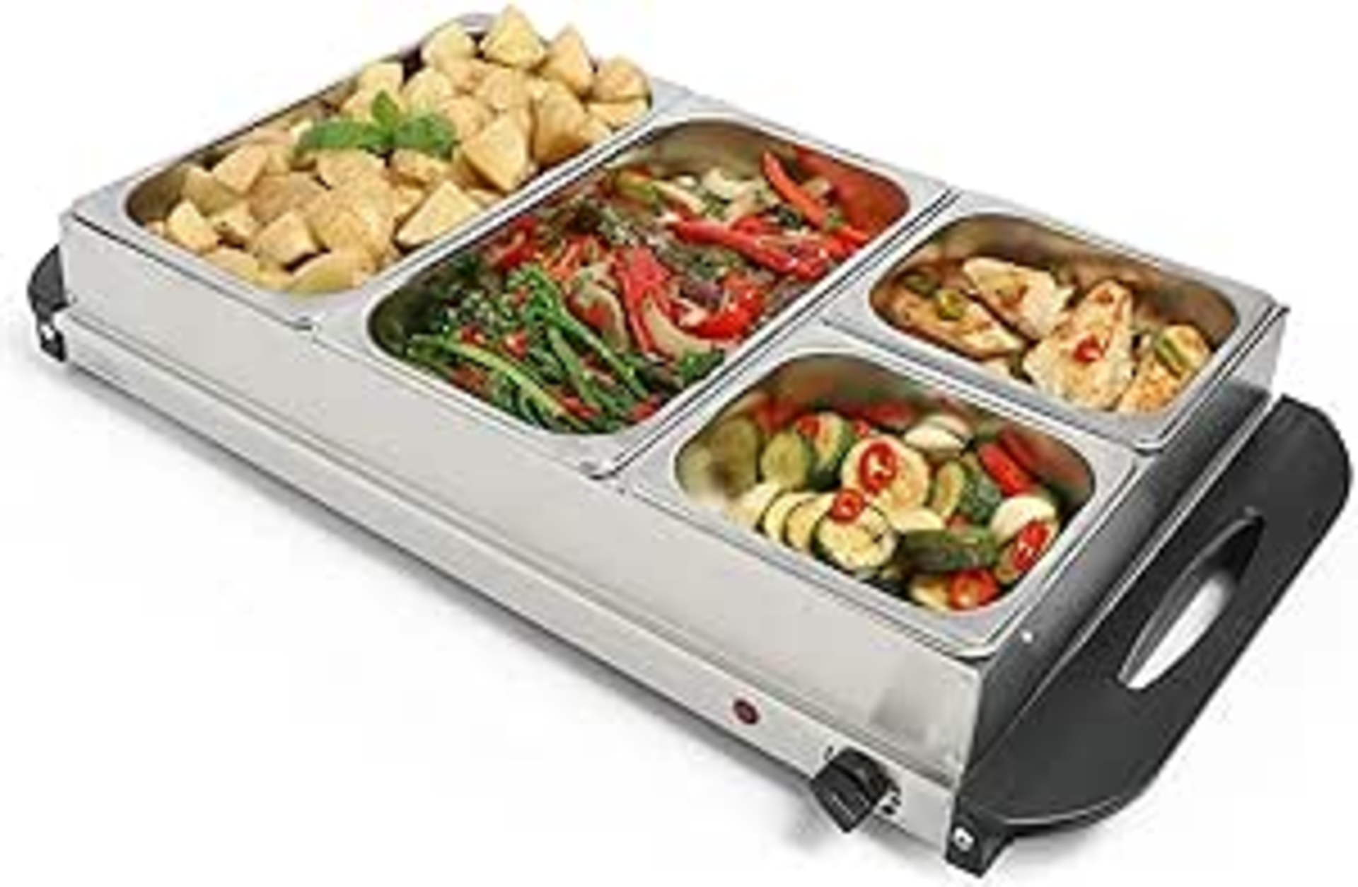 VonShef Food Warmer 4 Tray – 7.2L Buffet Server And Plate Warmer 300W With Lids (ER51)