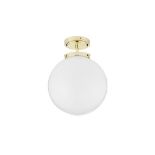 Spa Porto Single Globe Semi-Flush Ceiling Light Opal and Brass - ER46. The Spa Porto semi-flush