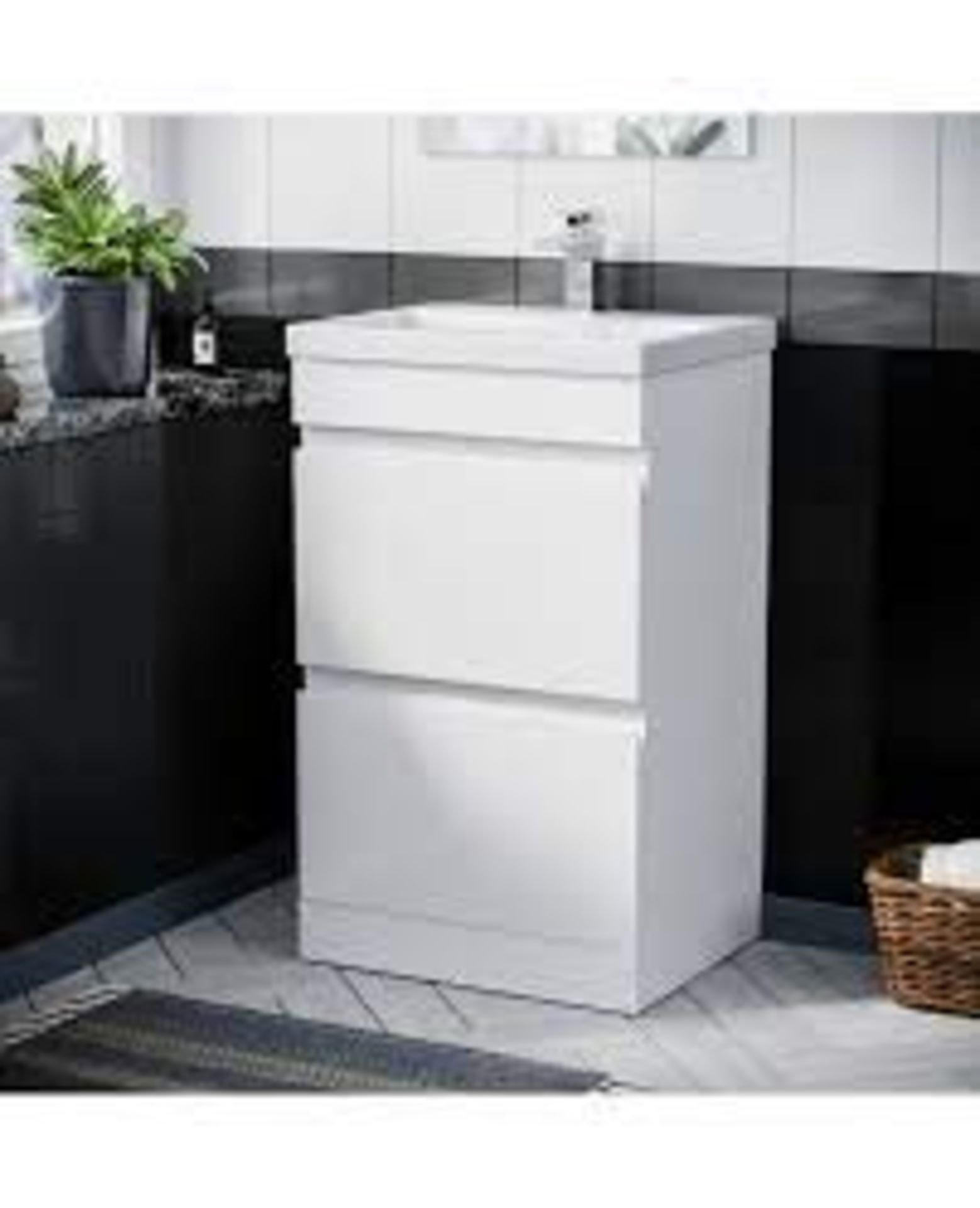Hardie 500mm 2 Drawer White Vanity Cabinet And Basin Sink Unit. - ER47.