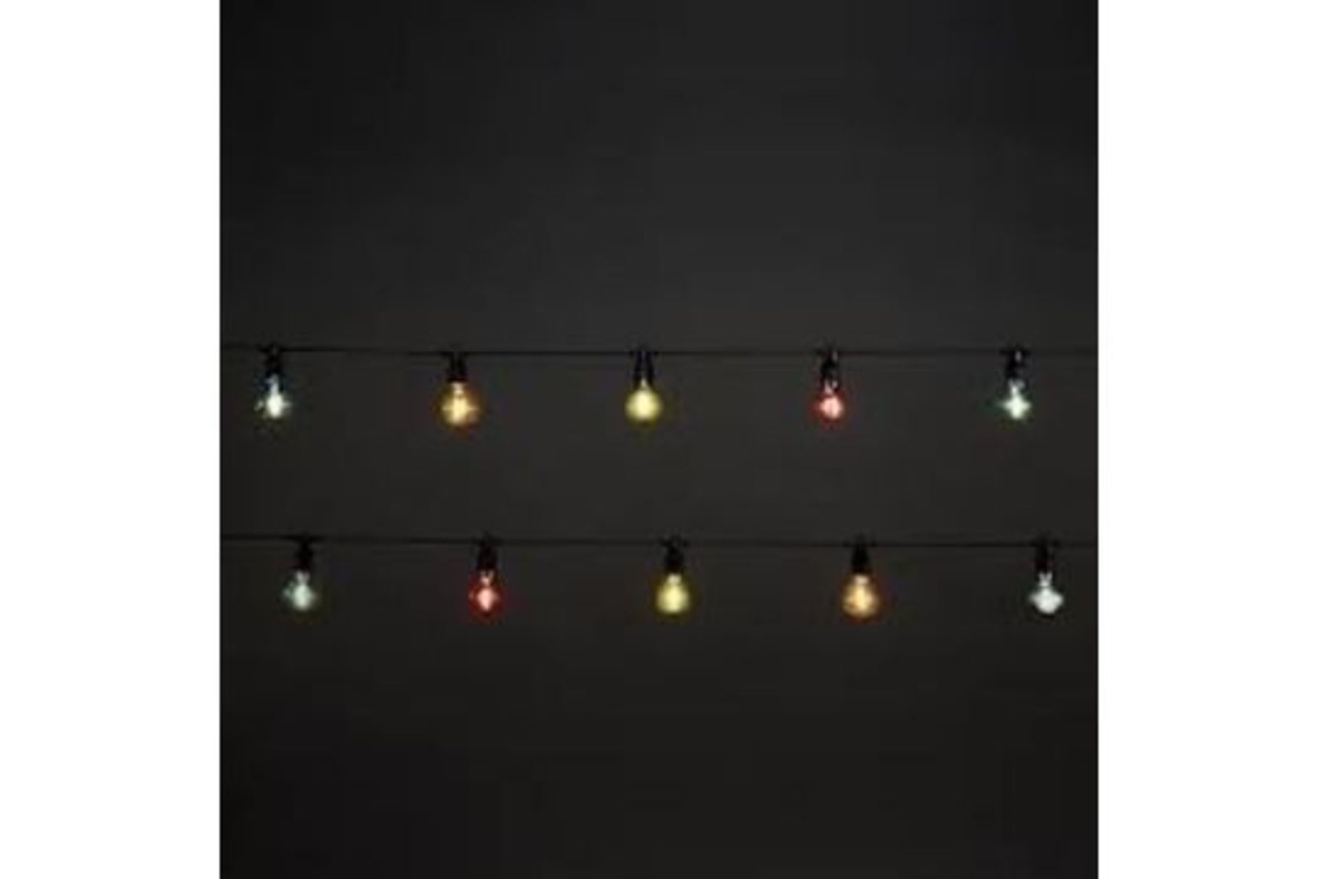 B&Q 20 Warm White Festoon Connectable Multicoloured LED String Lights With Black Cable - ER46