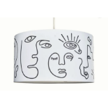 Reni Large Pendant Drum Shade Art Face Design - ER47.