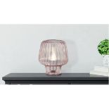 Lighting Collection Domingo Pink Ripple Glass Table Lamp. - ER45. In a soft pink colour and with