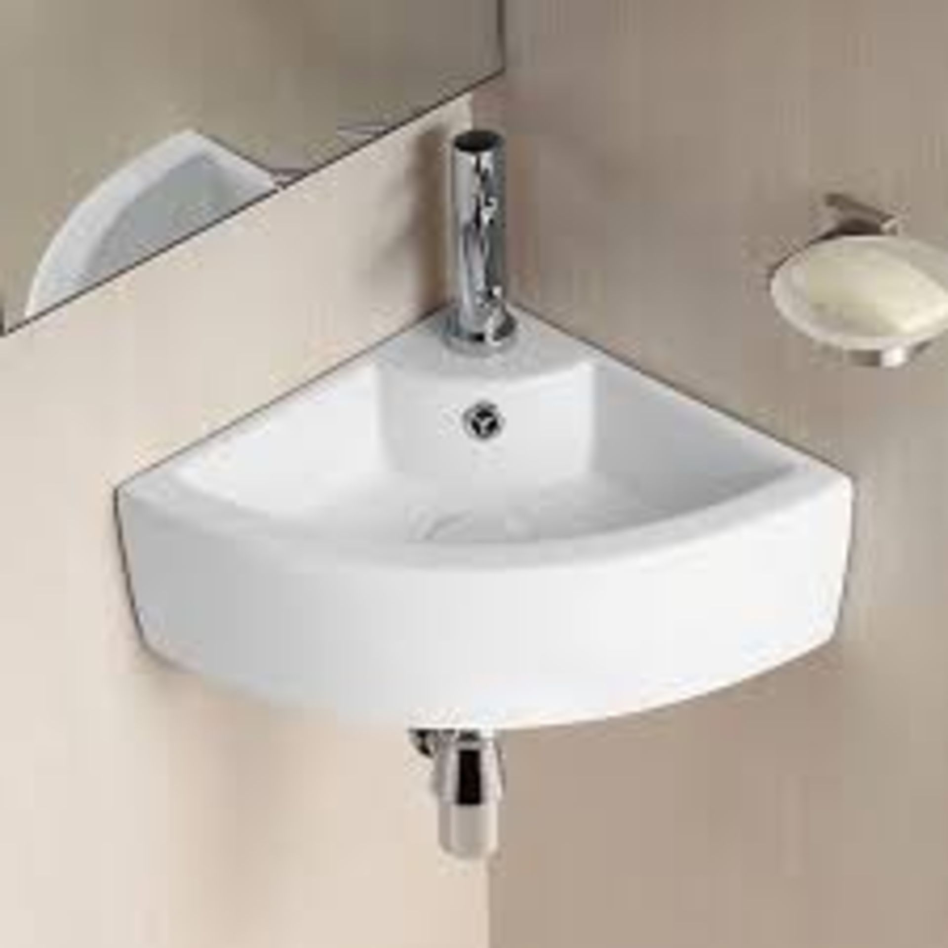 Quarter Corner Basin Wall Hung Cloakroom Bathroom Wash Sink. - ER46.