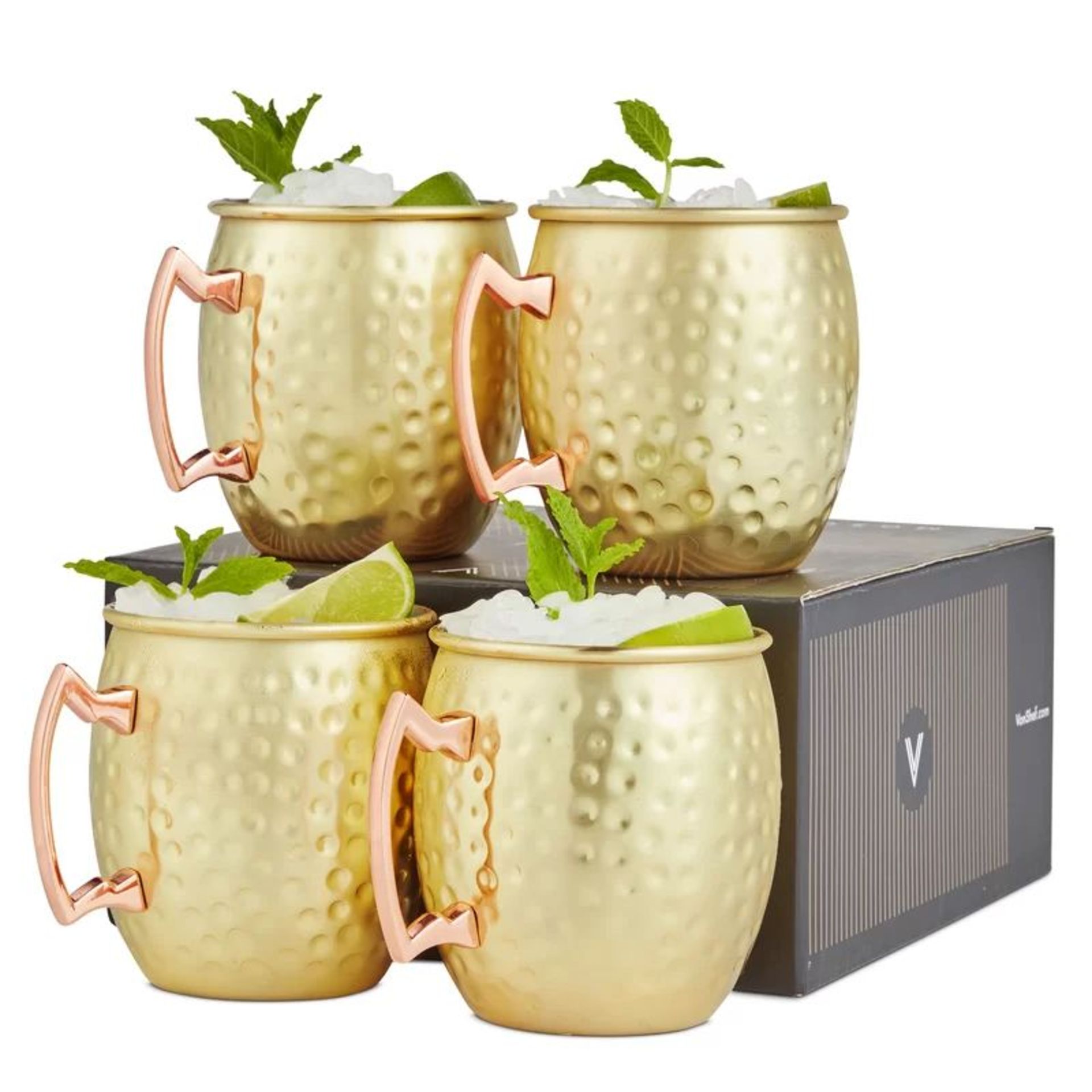 5x NEW & BOXED 16oz. Stainless Steel Moscow Mule Mug Set Of 4. RRP £44.99 EACH. (061). Serve up