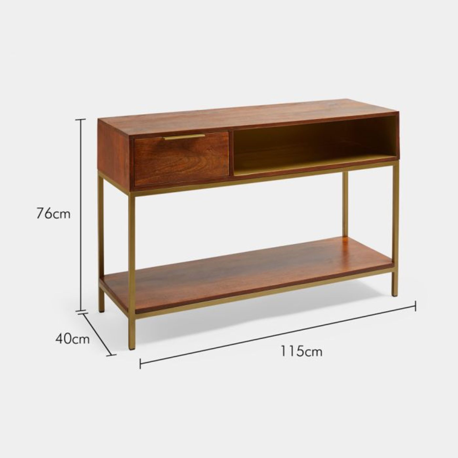 NEW & BOXED Abram Mango Wood & Brass Console Table. RRP £374.99. (649). Introduce our Abram - Image 4 of 4