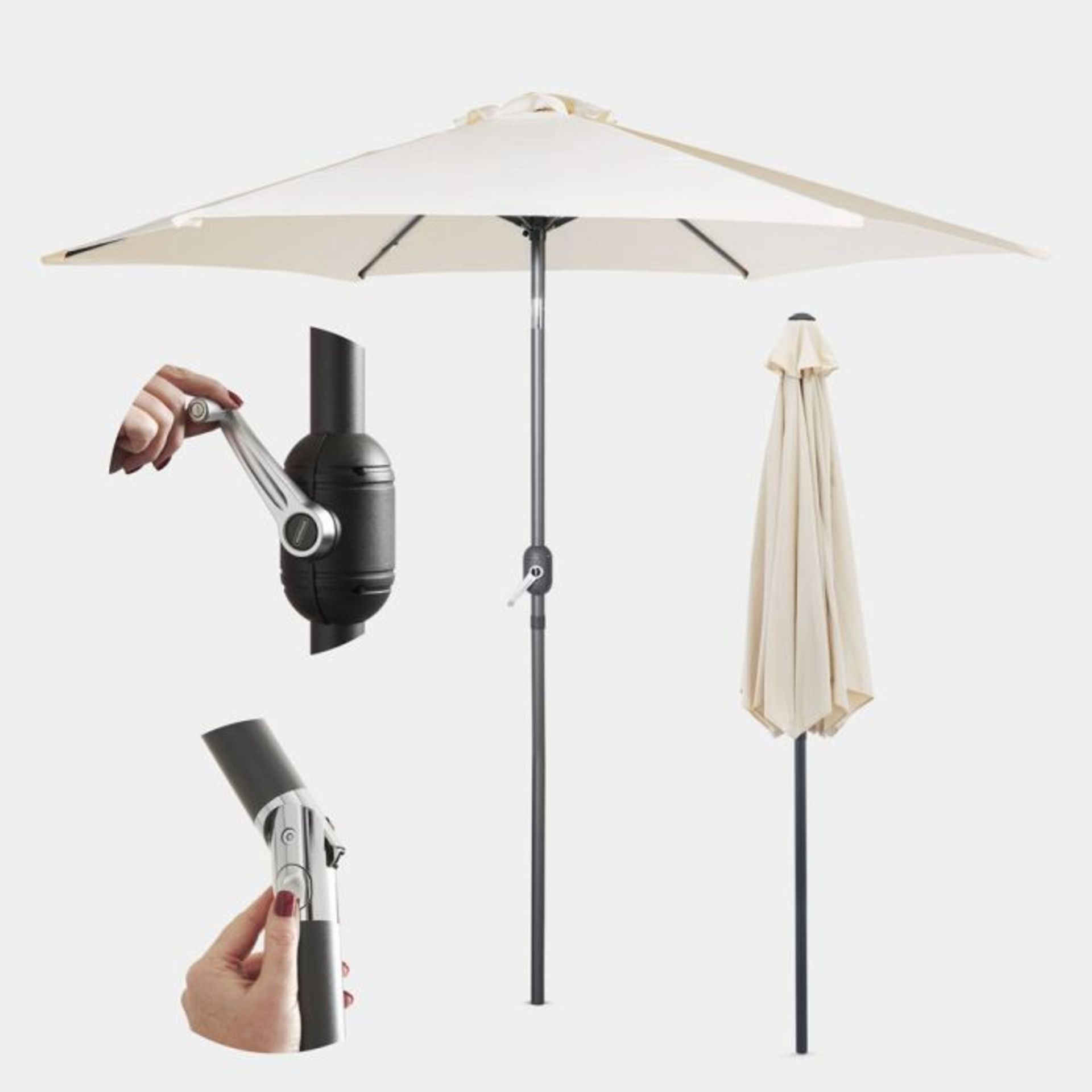 4x NEW & BOXED Ivory Cream 2.7m Steel Garden Parasol. RRP £59.99. (062.1). As much as everyone loves
