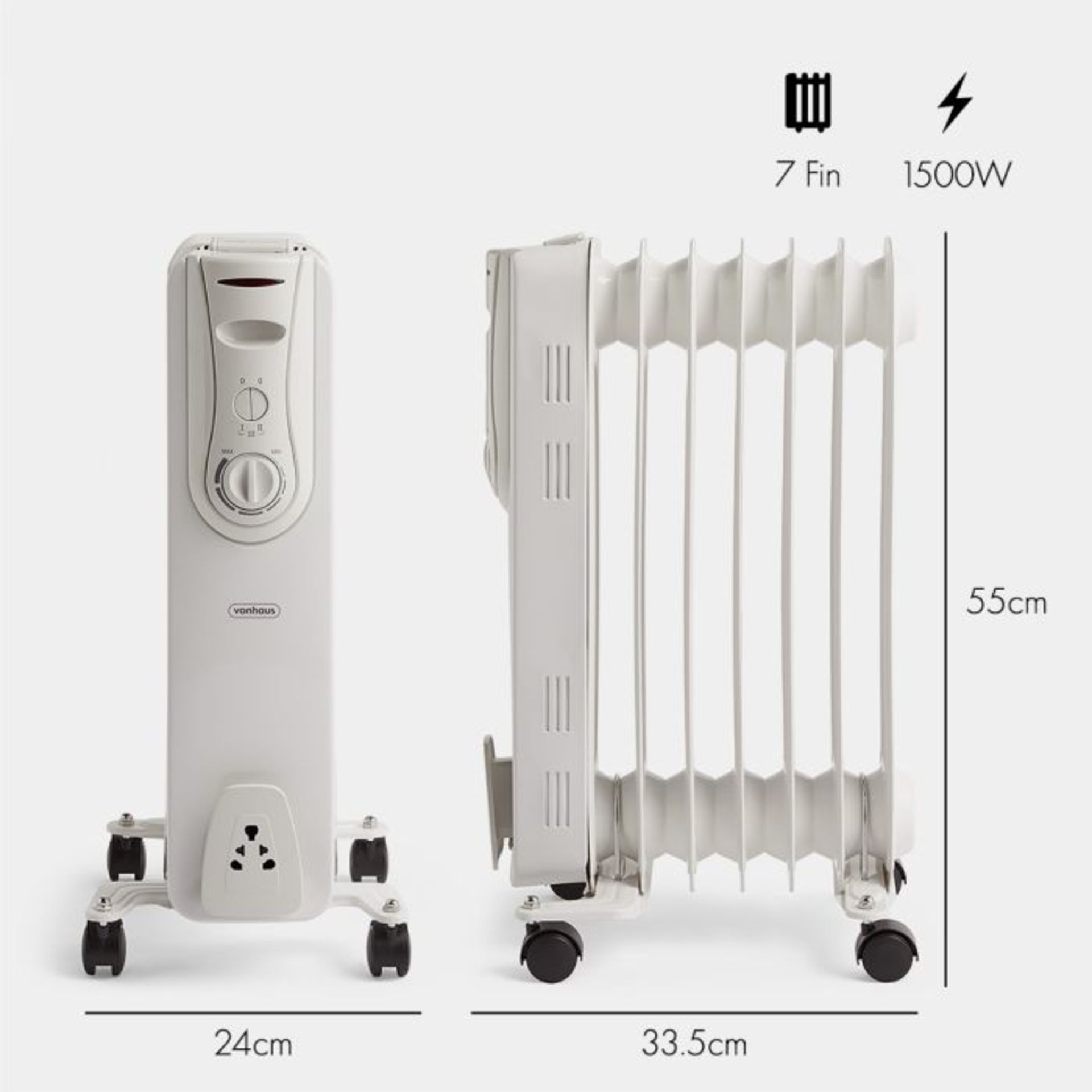 2x NEW & BOXED 7 Fin 1500W Oil Filled Radiator - WHITE. RRP £89.99. (281). Keep cold chills at bay - Image 3 of 3