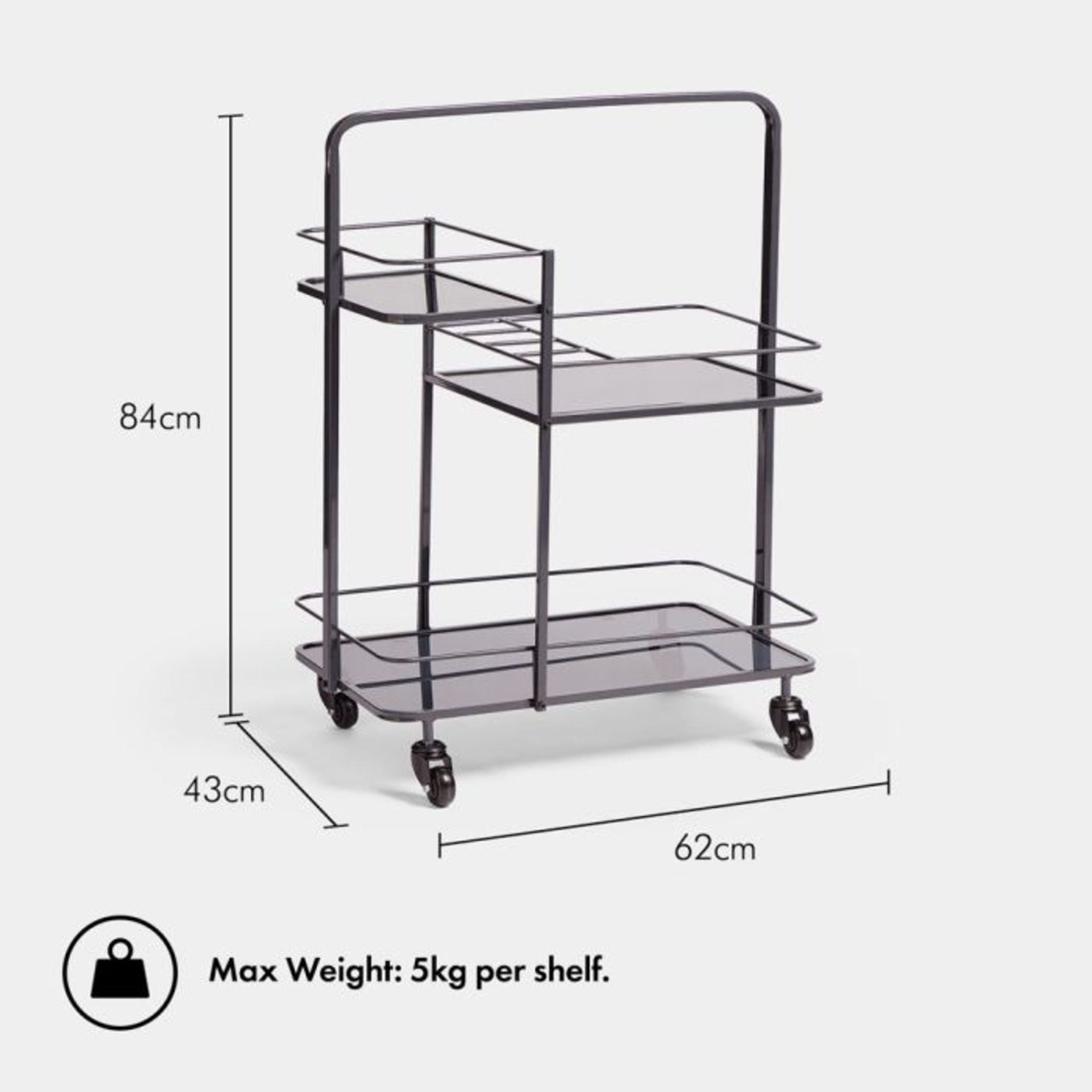 2x NEW & BOXED Graphite Dinks Bar Trolley. RRP £129. (353). Bar trolleys are the ideal way to move - Image 5 of 5