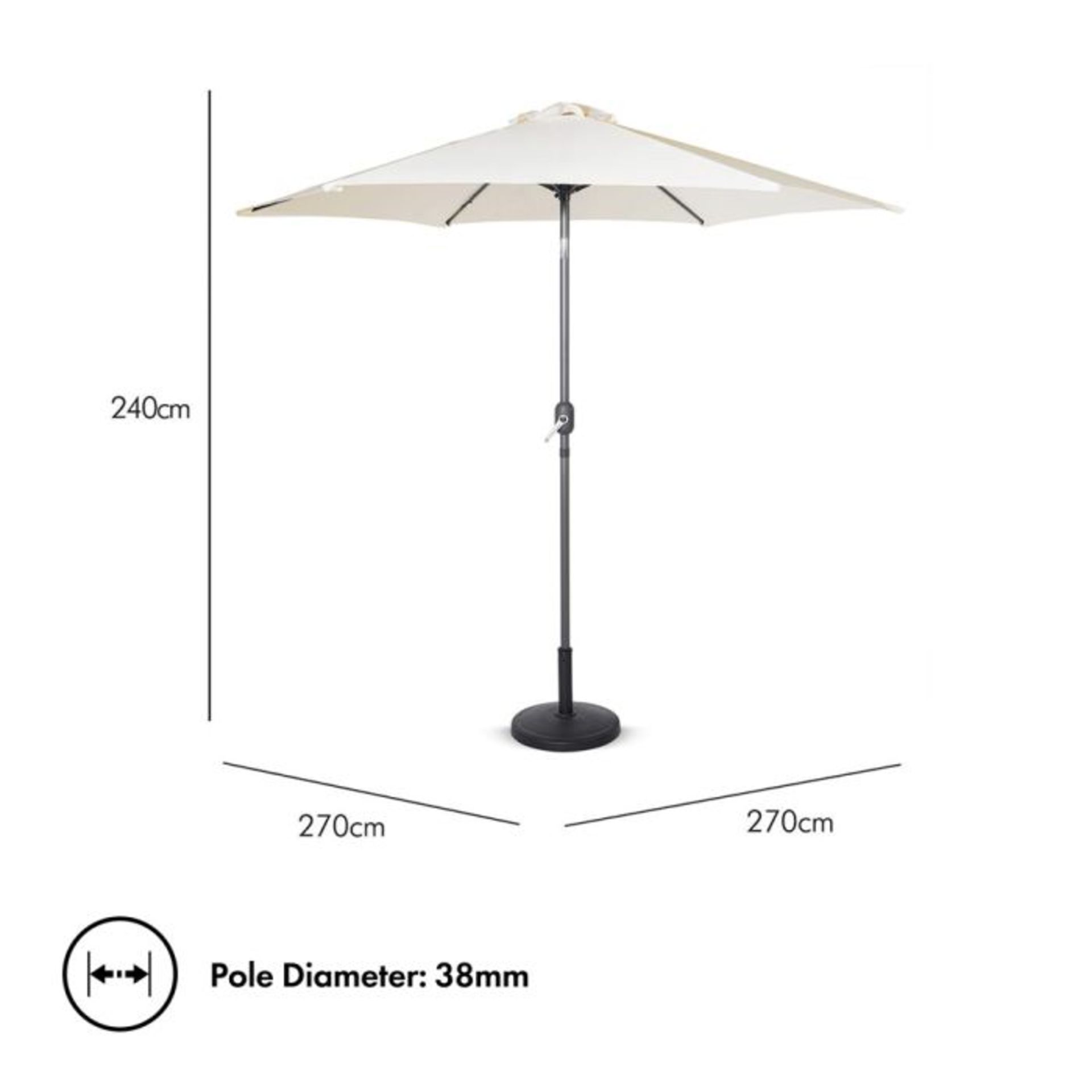 4x NEW & BOXED Ivory Cream 2.7m Steel Garden Parasol. RRP £59.99. (062.1). As much as everyone loves - Bild 4 aus 5