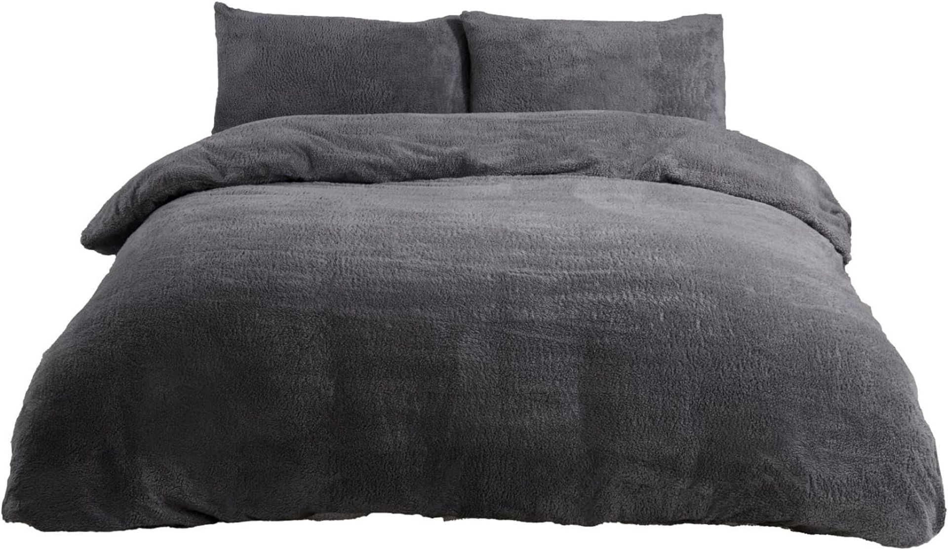 6x NEW & PACKAGED SLEEPDOWN Cosy Collection Teddy Fleece KING SIZE Duvet Set - CHARCOAL. RRP £43