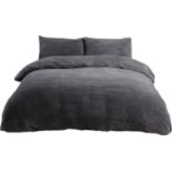6x NEW & PACKAGED SLEEPDOWN Cosy Collection Teddy Fleece KING SIZE Duvet Set - CHARCOAL. RRP £43