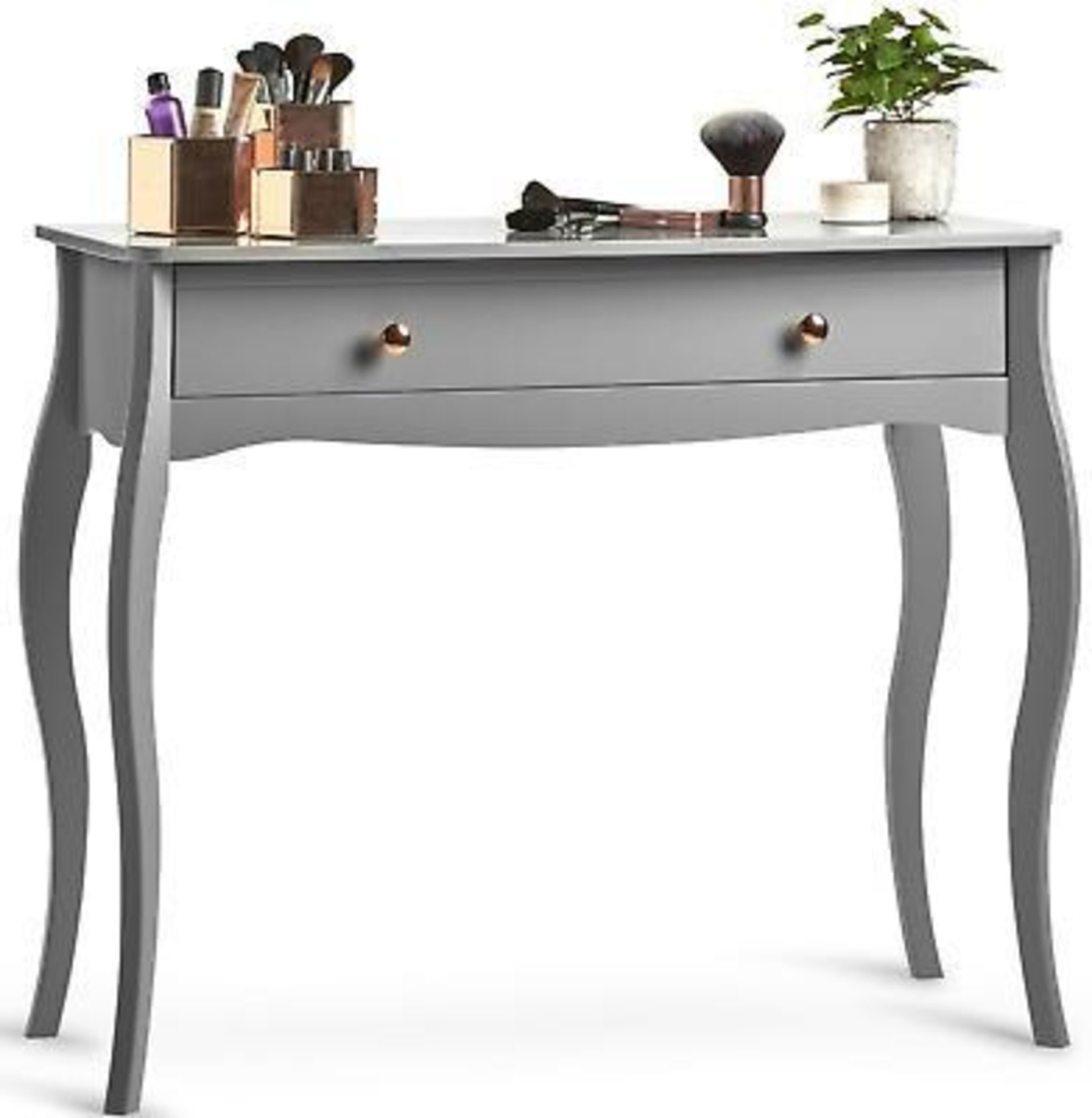Grey Dressing Table Vanity 1 Drawer Makeup Desk Console Baroque Style | BTFY (ER35) Brand: