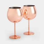 5x Beautify Set of 2 Gin Balloon Glasses Rose Gold G&T Cocktail Glass Set Stainless Steel (ER35)