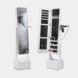 White LED Jewellery Armoire with Mirror (ER35) Masquerading as a simple, elegant mirror, this
