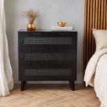Barton Black Rattan 3 Drawer Chest of Drawers (ER35) Organise in style with our Black Rattan 3