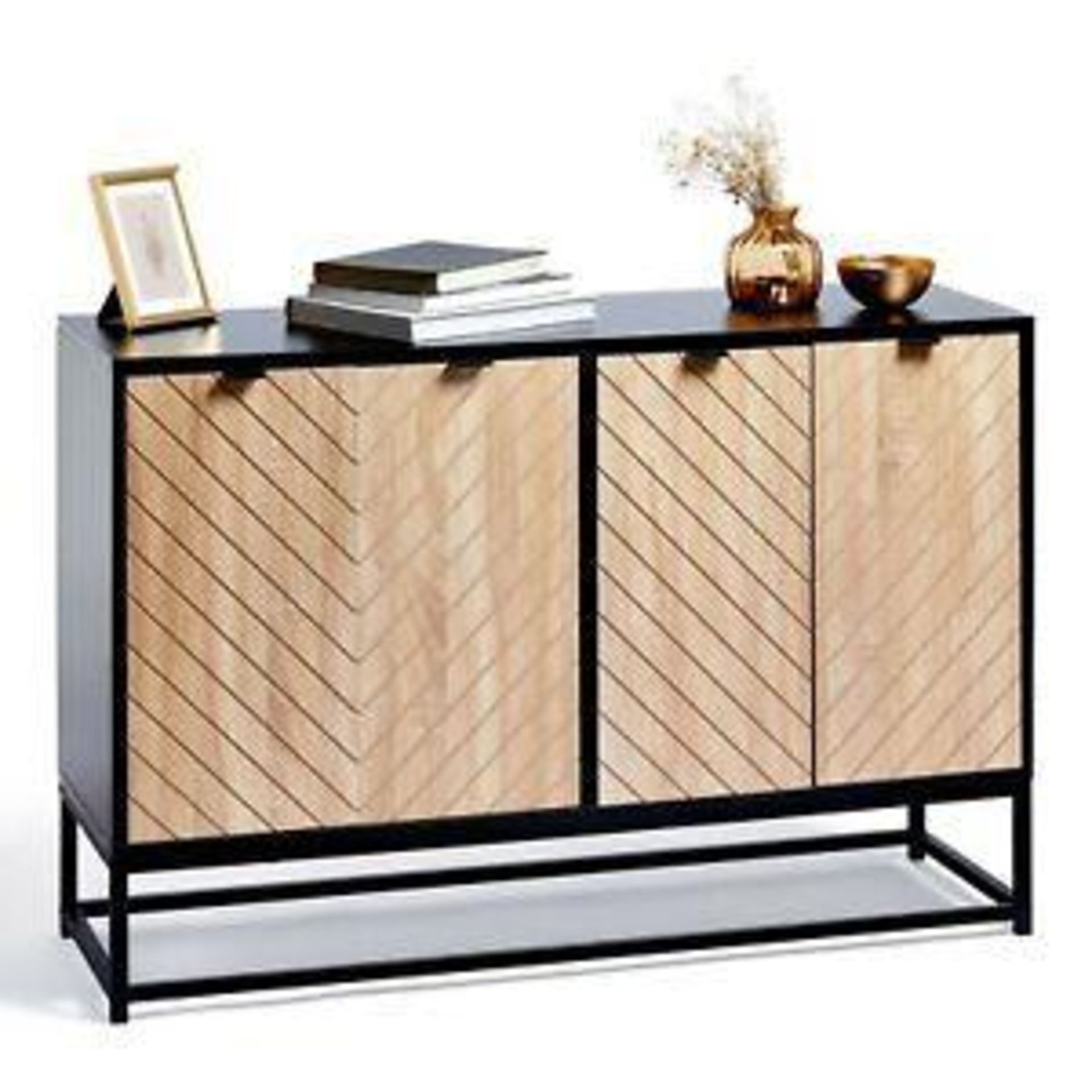 Sideboard Storage Cabinet (ER35) Specifications: Colour: Black And Natural WoodWeight (g): 34.5gPack