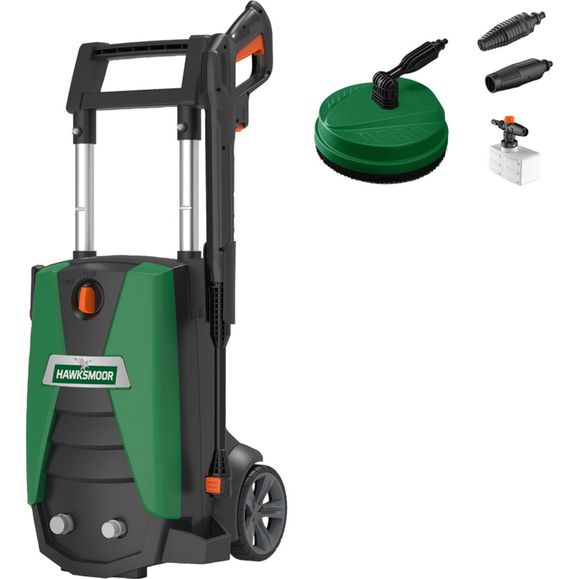Hawksmoor High Pressure Washer 140bar. - ER32. Compact design with space-saving integrated accessory