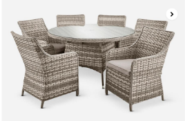 James 6 Seater Dining Set. - R14. RRP £1,659.00. The James dining set completes with 6 chairs and