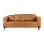 Granna 3 Seater Faux Leather Sofa Brown. - R13a.6. RRP £1,399.00. This 3-seater sofa perfectly