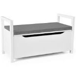 2-in-1 Wooden Shoe Changing Bench with Storage Space-. - R14.7.