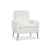 Upholstered Sherpa Armchair with Tapered Metal Legs. - R14.5. This modern accent chair offers a cozy