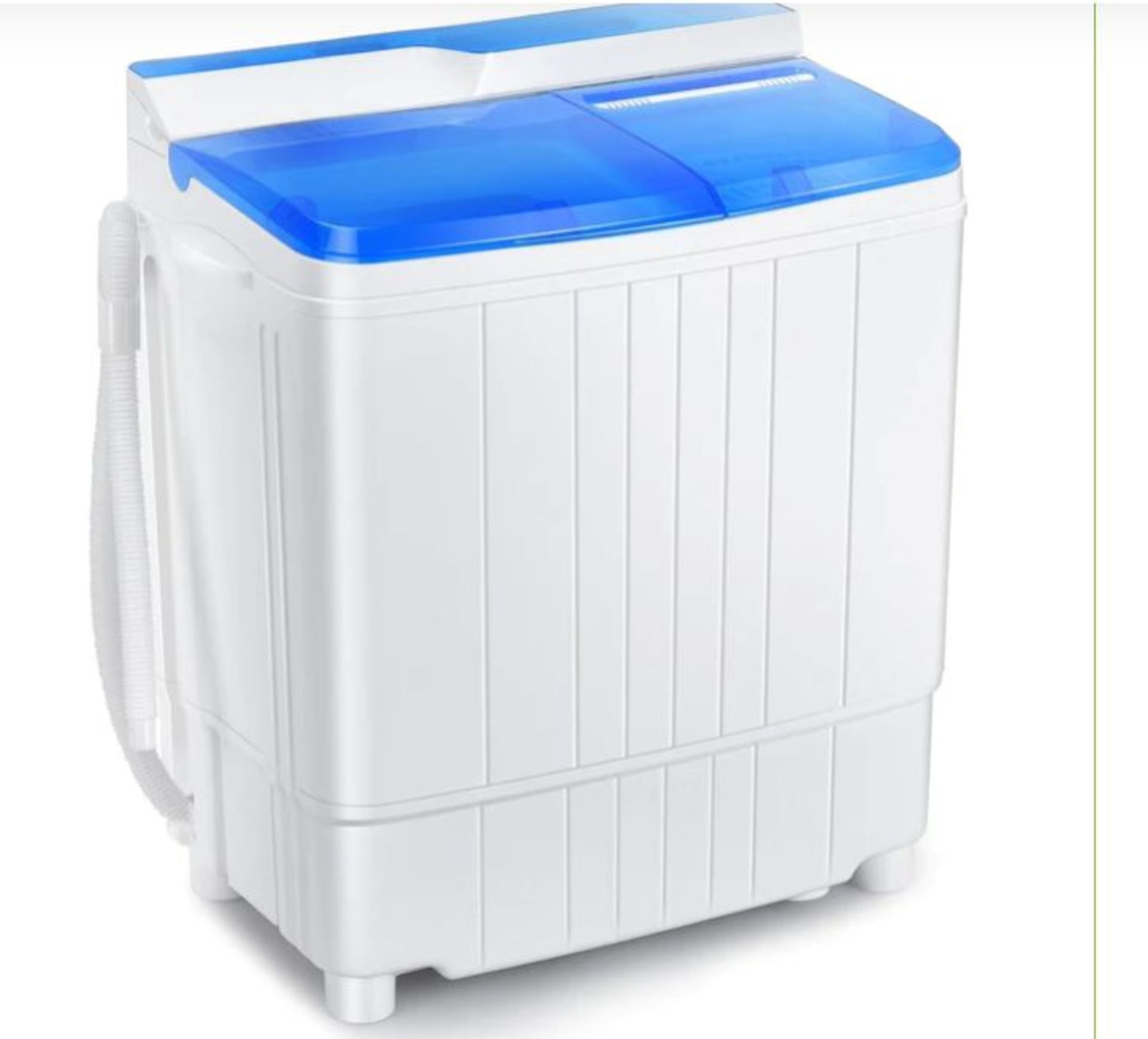 PORTABLE TWIN TUB WASH MACHINE WITH TIMING FUNCTION-BLUE. - R14.7. Designed with double tubs, it