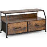 Luxury 2/3-Drawer Dresser, Fabric Chest of Drawers with Wooden Top and Front, Metal Frame Storage