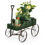 Wooden Wagon Plant Bed With Wheel For Garden Yard-Green. - R14.7. Do you want to cultivate some