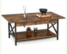 2 x 2-TIER INDUSTRIAL COFFEE TABLE FOR LIVING ROOM BEDROOM OFFICE-RUSTIC BROWN. - R14.5. Are you