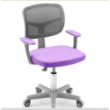 KIDS HEIGHT-ADJUSTABLE SWIVEL COMPUTER DESK CHAIR WITH LUMBAR SUPPORT-LIGHT PURPLE. - R14.7.