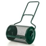 Luxury 27'' Compost Spreader Peat Moss Lawn Care Manure Spreader Metal Roller with Handle. -R14.7,