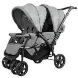 Double Pushchair with Adjustable Backrest and Sunshade-Grey. - R14.7. With a strong, heavy-duty