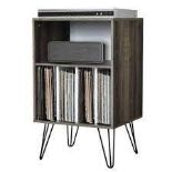 COSTWAY Record Player Stand, Turntable Stand Sofa Side Table with 5 Open Shelves Holds up to 150