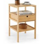 Bamboo Nightstand Bedside Table Modern Side Table Storage Cabinet w/Drawer. - R14.7.