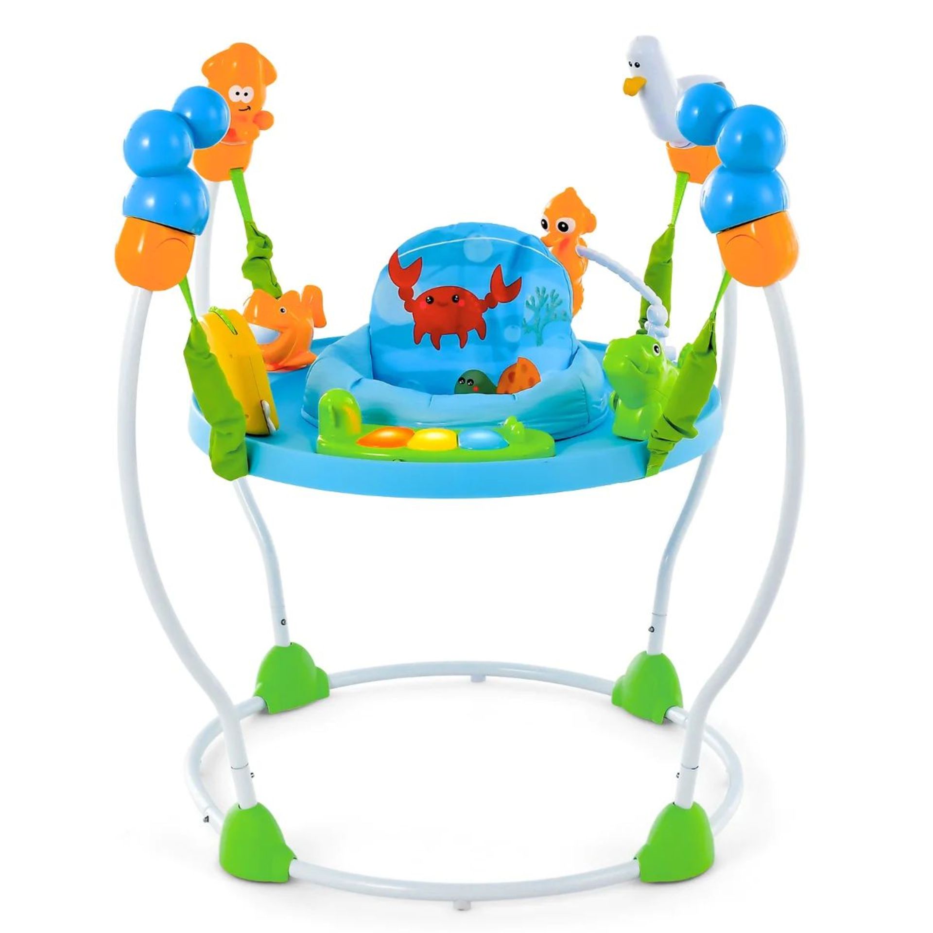 Underwater World Themed Baby Jumper with 5 Adjustable Heights and Removable Seat Cushion-Blue. -