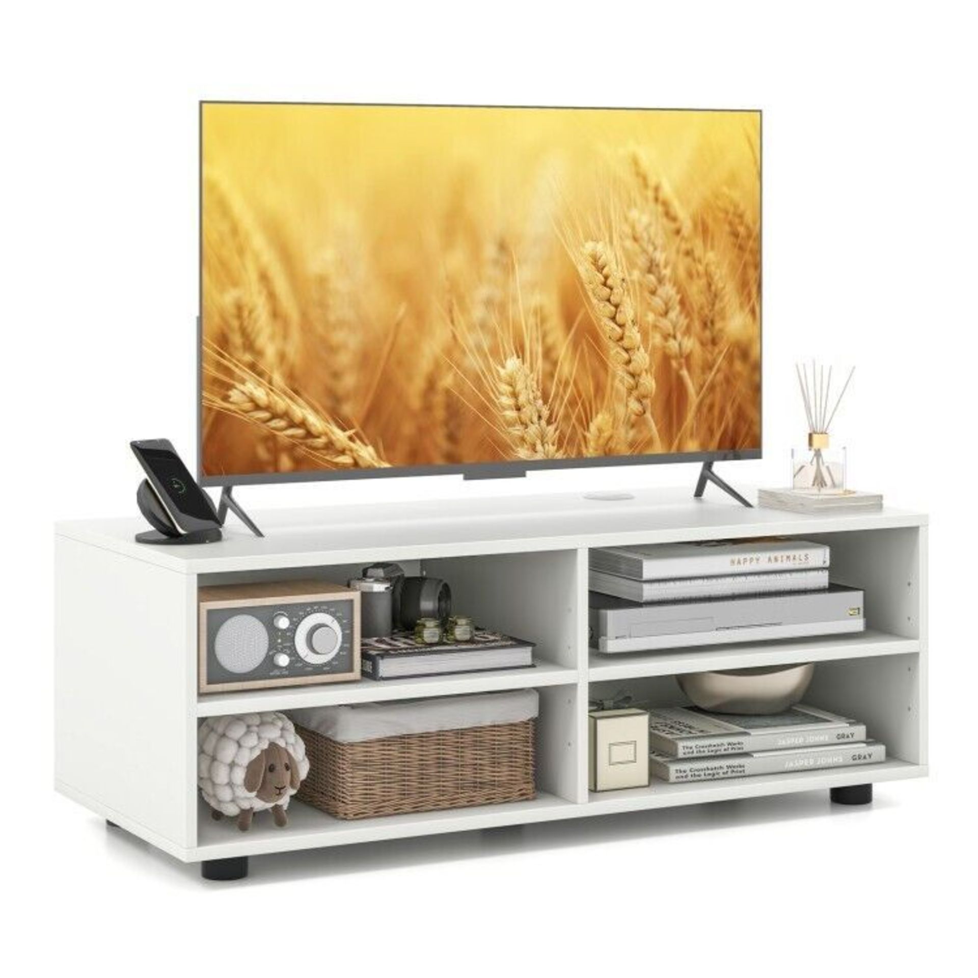 TV Console Table Living Room For TV up to 40" TV Stand With Open Storage Shelves. - R13a.5.