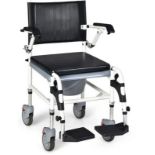 4-in-1 Bedside Commode Chair w/ Wheel Commode Wheelchair. - R13a.5.