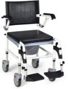 4-in-1 Bedside Commode Chair w/ Wheel Commode Wheelchair. - R13a.5.