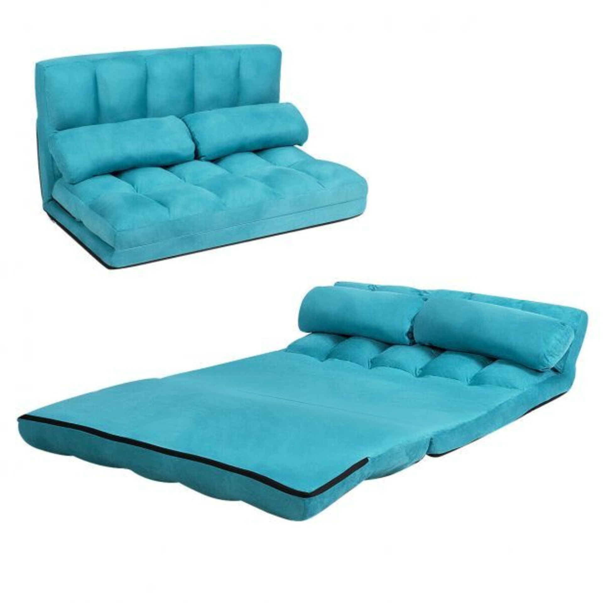 2 in 1 Folding Floor Lazy Sofa Bed with 6 Adjustable Seat Positions and 2 Pillows. - R13a.5.