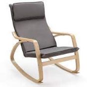 Wooden Rocking Chair with Removable Cushion for Living. -R14.6. This stylish bentwood rocking