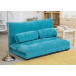 CONVERTIBLE FLOOR SOFA BED WITH 2 WAIST PILLOWS-BLUE. - R14.6. This adjustable floor lazy sofa has 6
