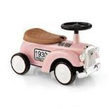 Kids Sit to Stand Vehicle with Steering Wheel & Under Seat Storage, Pink · Functional steering