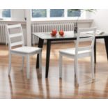 SET OF 2 DINING CHAIRS WITH SOLID RUBBER WOOD LEGS AND NON-SLIP FOOD PADS-WHITE. - R14.5. This 2-