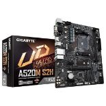 Gigabyte A520M S2H Motherboard - P2. RRP £159.99 Supports AMD Ryzen 5000 Series AM4 CPUs, 4+3 Phases