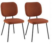 MODERN FABRIC DINING CHAIR SET OF 2 WITH LINEN FABRIC-ORANGE. - ER53.