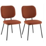 MODERN FABRIC DINING CHAIR SET OF 2 WITH LINEN FABRIC-ORANGE. - ER53.