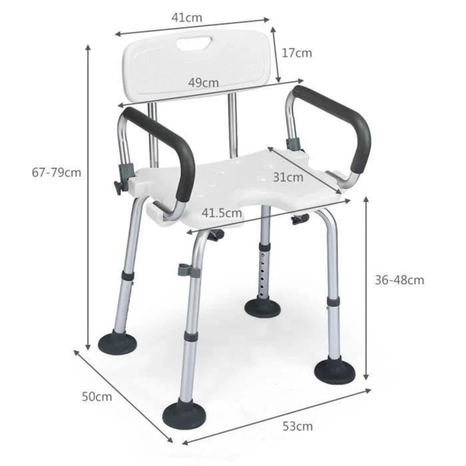 Shower Chair Spa Bathtub with Removable Armrests and Back. - ER53.